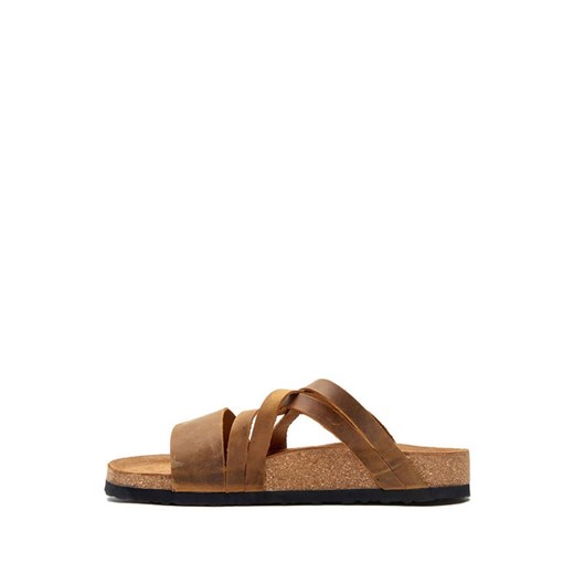 Klapki damskie Comfortfusse ze skóry casual na płaskiej podeszwie 