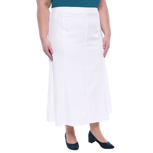 Lniana spódnica w białym kolorze 60 Modne Duże Rozmiary
