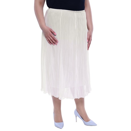 Plisowana spódnica w kolorze mlecznej bieli 54 Modne Duże Rozmiary