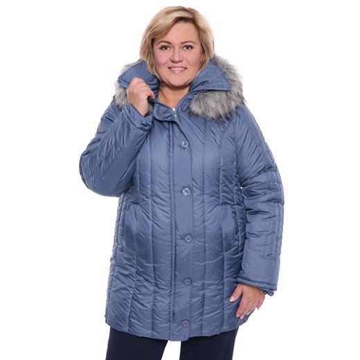 Ciepła zimowa kurtka w niebieskim kolorze 62 okazja Modne Duże Rozmiary