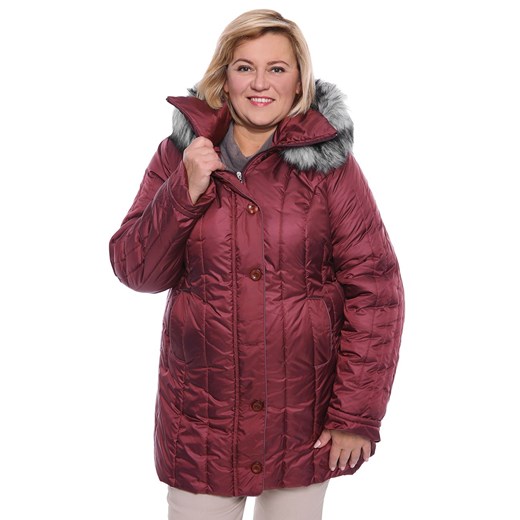 Ciepła zimowa kurtka w śliwkowym kolorze 50 promocja Modne Duże Rozmiary