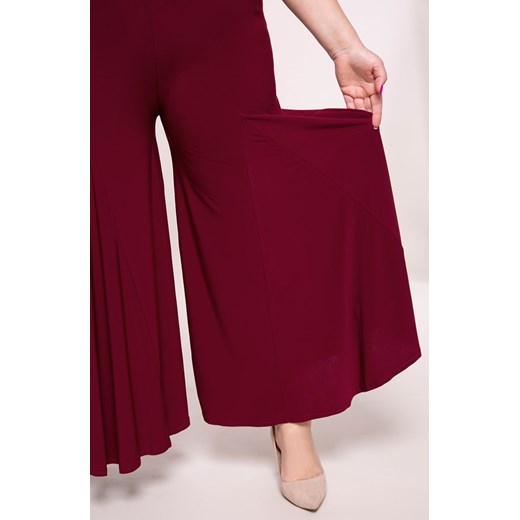 Bordowe spódnico-spodnie 48 Modne Duże Rozmiary