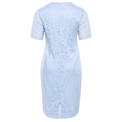 Błękitna koronkowa sukienka z krótkim rękawem 50 Modne Duże Rozmiary