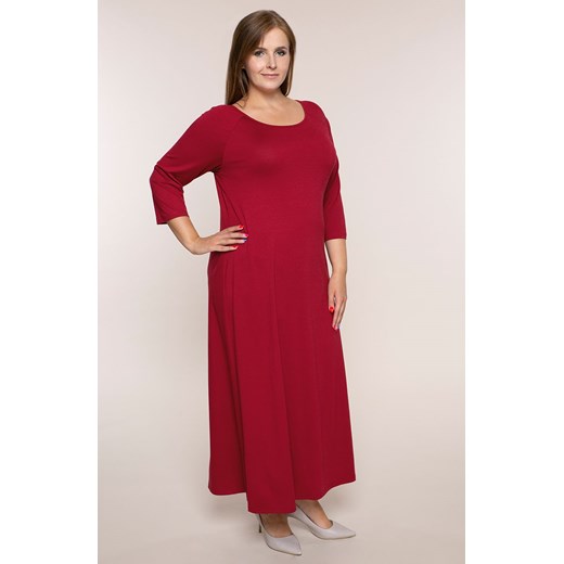 Sukienka maxi czerwona z okrągłym dekoltem casual 