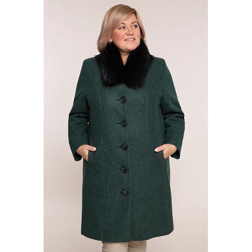 Elegancki dłuższy płaszcz w zielonym kolorze 56 okazyjna cena Modne Duże Rozmiary