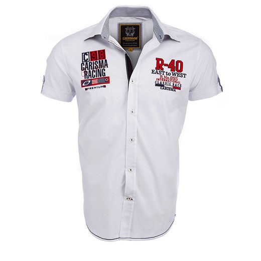 Sportowa koszula męska Carisma Racing majesso-pl bialy koszule