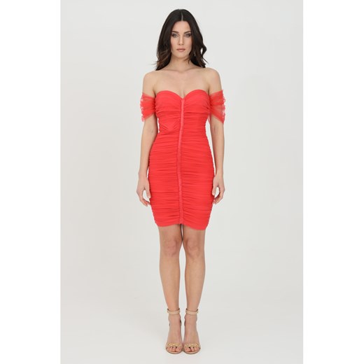 Sukienka Elisabetta Franchi czerwona elegancka mini bez rękawów dopasowana 