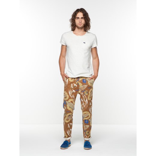 allover printed relaxed slim fit pleated chino  scotch-soda brazowy slim