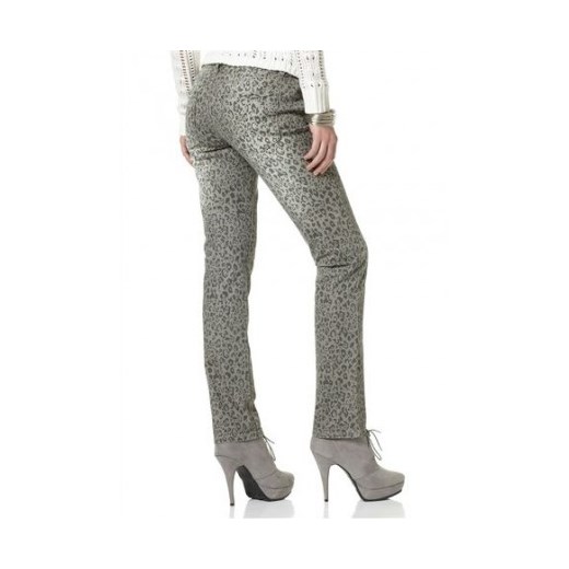 Laura Scott jeansy w panterkę (short) n-fashion-pl bialy abstrakcyjne wzory