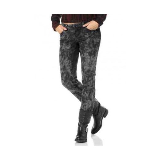 Material Girl spodnie jeansy rurki marmurki n-fashion-pl szary abstrakcyjne wzory