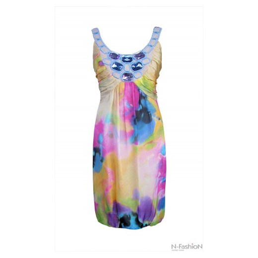 Semper sukienka Elwira jedwab n-fashion-pl fioletowy abstrakcyjne wzory