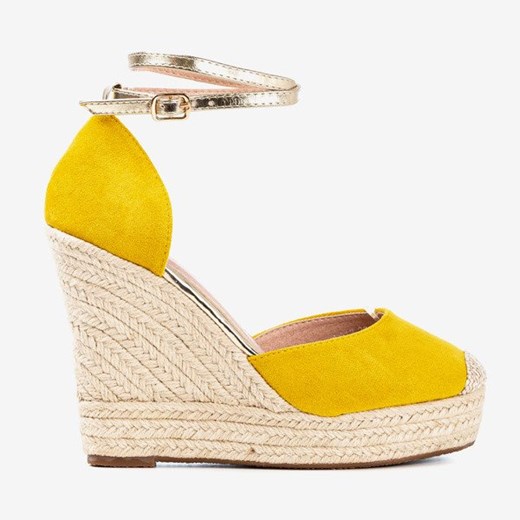 Żółte espadryle na wysokiej koturnie Sablaca - Obuwie Royalfashion.pl 41 royalfashion.pl