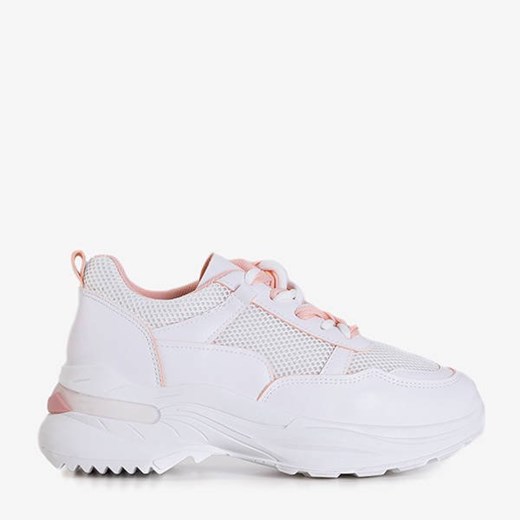 Białe damskie sportowe buty z rózowymi wstawkami Adira - Obuwie Royalfashion.pl 39 royalfashion.pl
