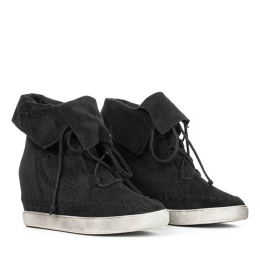 Czarne sneakersy na krytym koturnie Cinta - Obuwie Royalfashion.pl 36 royalfashion.pl