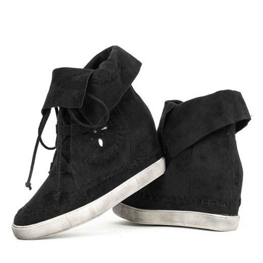 Czarne sneakersy na krytym koturnie Cinta - Obuwie Royalfashion.pl 36 royalfashion.pl