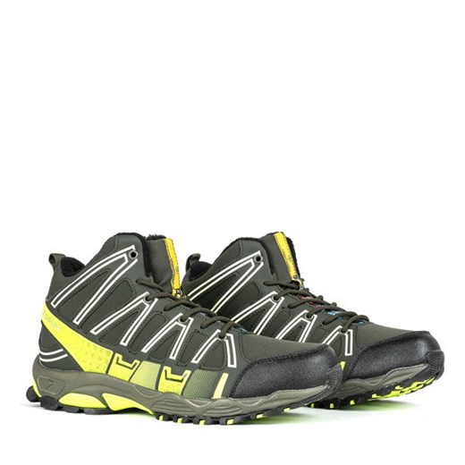 Zielone sportowe damskie buty trekkingowe z neonową żółtą wstawką Everest - Obuwie Royalfashion.pl 39 royalfashion.pl