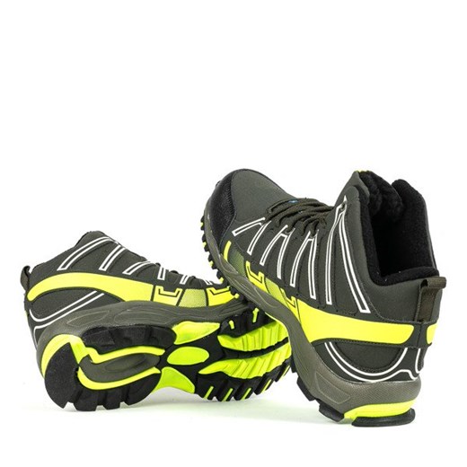 Zielone sportowe damskie buty trekkingowe z neonową żółtą wstawką Everest - Obuwie Royalfashion.pl 39 royalfashion.pl