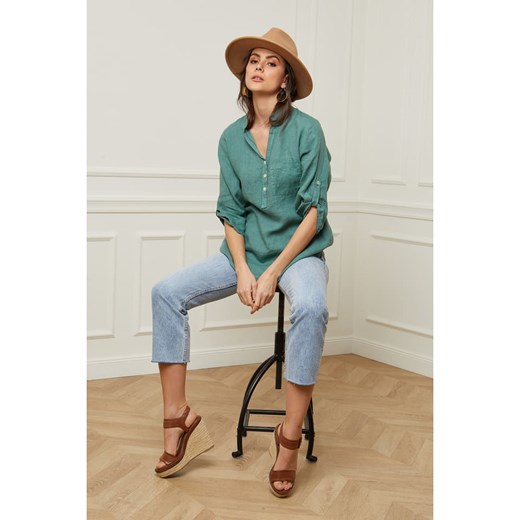 Bluzka damska Fleur De Lin w serek lniana 