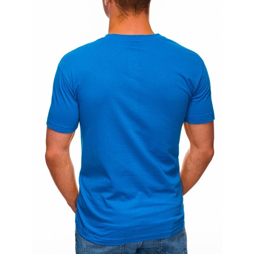T-shirt męski z nadrukiem 1432S - niebieski Edoti.com M Edoti.com