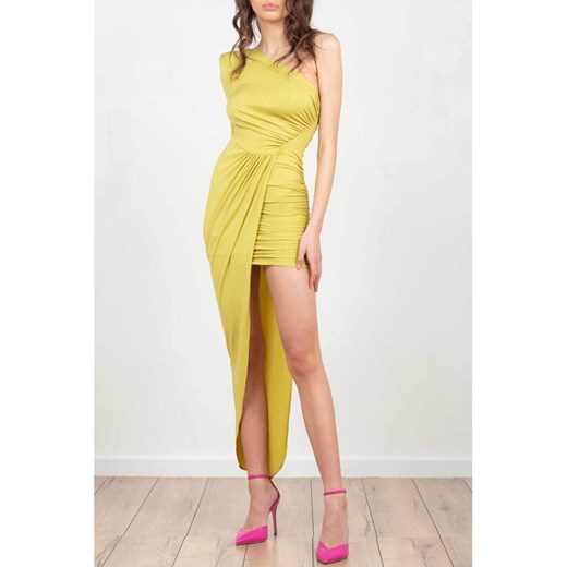Sukienka Actualee asymetryczna żółta maxi 
