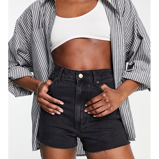 New Look Tall – Czarne jeansowe szorty mom fit z podwyższonym stanem-Black 42 Asos Poland