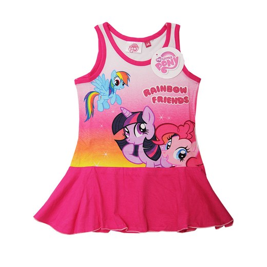 Letnie ubrania Sukienka dla dziewczynek My Little Pony - wielokolorowy barline rozowy bawełniane