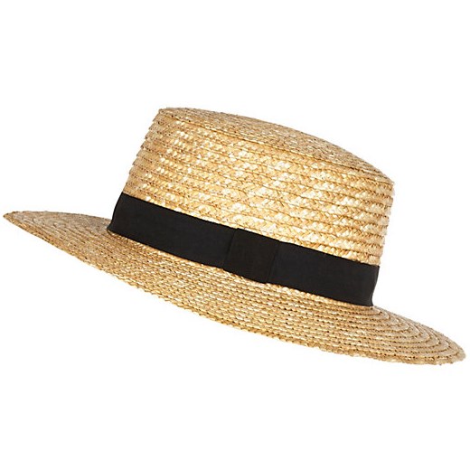 Cream oversized straw boater hat river-island brazowy oversize