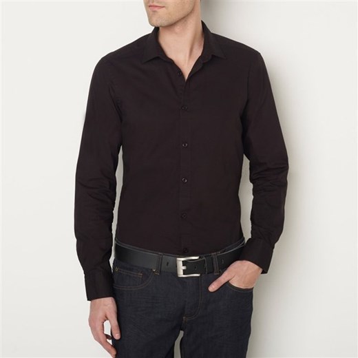 Koszula z długim rękawem, krój dopasowany la-redoute-pl czarny guziki