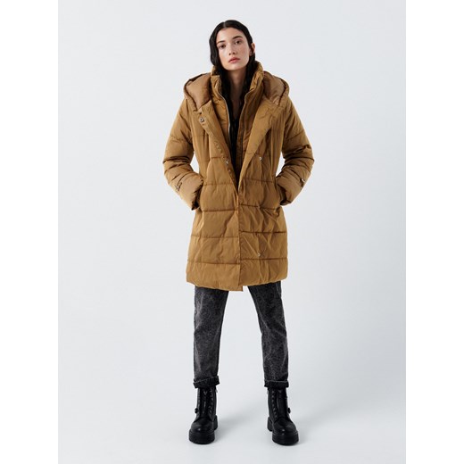 Cropp - Pikowany płaszcz ze stójką - Beżowy Cropp XL okazyjna cena Cropp