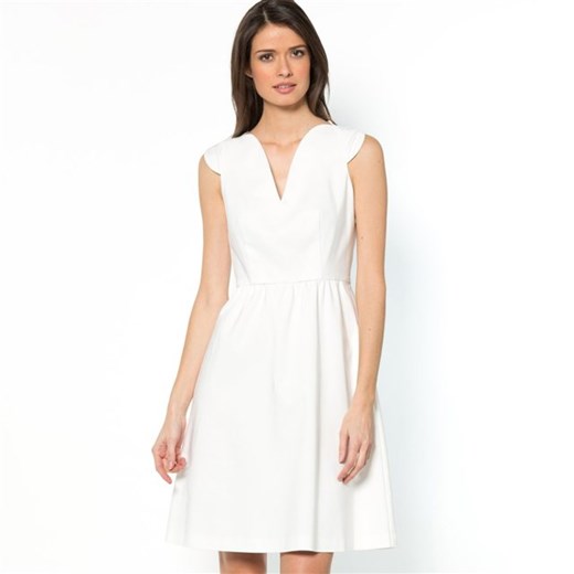 Sukienka z małymi rękawkami la-redoute-pl bialy bawełniane