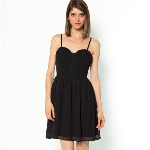 Sukienka bez ramiączek z lejącego się materiału la-redoute-pl czarny materiałowe