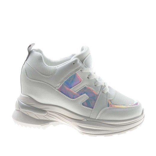 Buty sportowe damskie Pantofelek24 sneakersy ze skóry ekologicznej wiązane