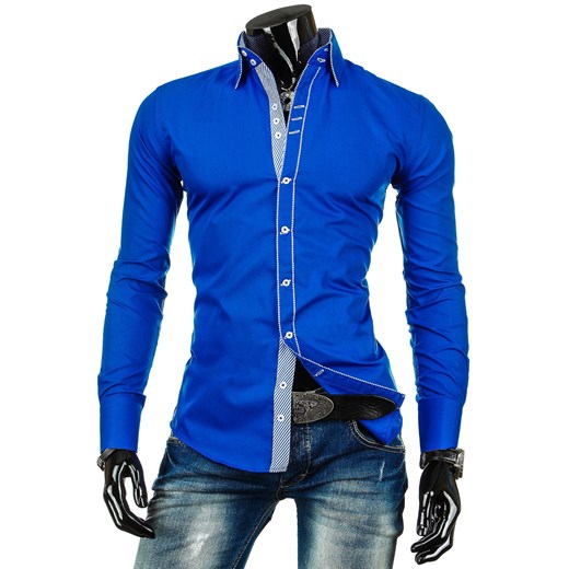 Koszula z długim rękawem (dx0263) - Niebieski dstreet niebieski bawełniane