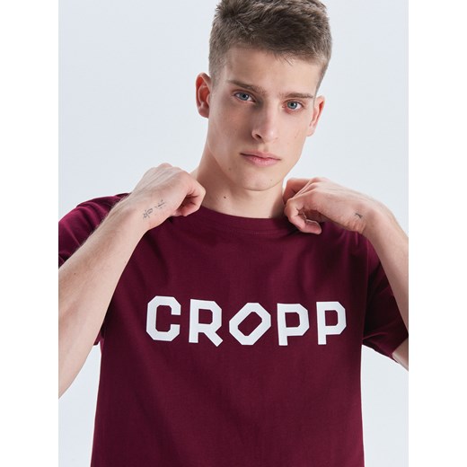 Cropp - Koszulka z nadrukiem Cropp - Bordowy Cropp M okazja Cropp