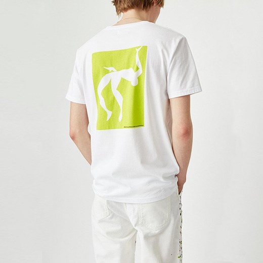 T-shirt męski Wood z krótkimi rękawami biały młodzieżowy 