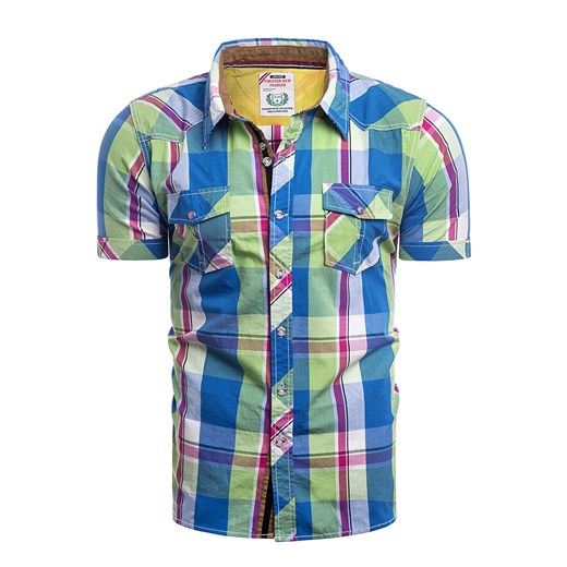 Koszula męska AL63 zielona ze sklepu Risardi w kategorii Koszule męskie - zdjęcie 109680787