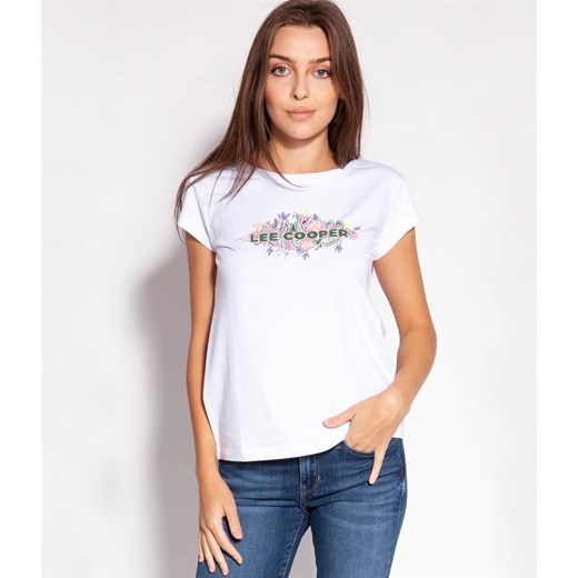 Luźny T-shirt z nadrukiem FLOWERS2 6000 WHITE Lee Cooper S Lee Cooper