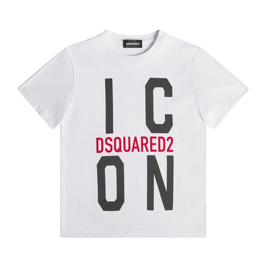 Biały t-shirt chłopięce Dsquared2 z krótkim rękawem 
