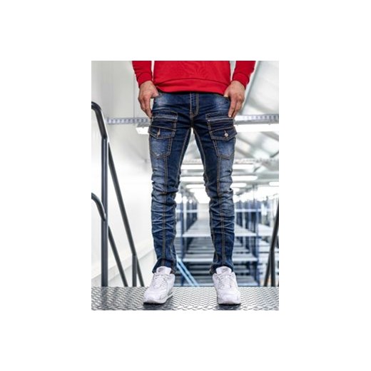 Spodnie jeansowe męskie slim fit granatowe Denley KA9917 35/XL Denley wyprzedaż