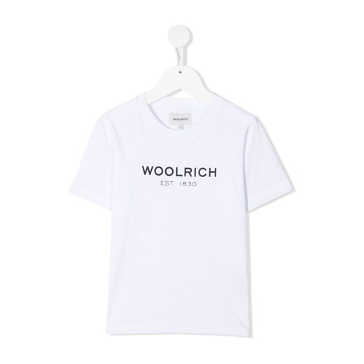 Woolrich t-shirt chłopięce biały z napisami 