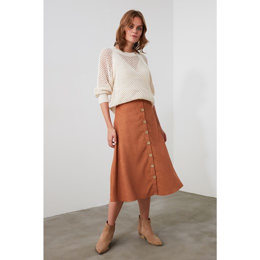 Trendyol Camel Button Detailed Fitilli Velvet Skirt Trendyol 36 Factcool