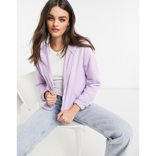 Stradivarius – Liliowa bluza z kapturem zapinana na zamek-Fioletowy XS Asos Poland