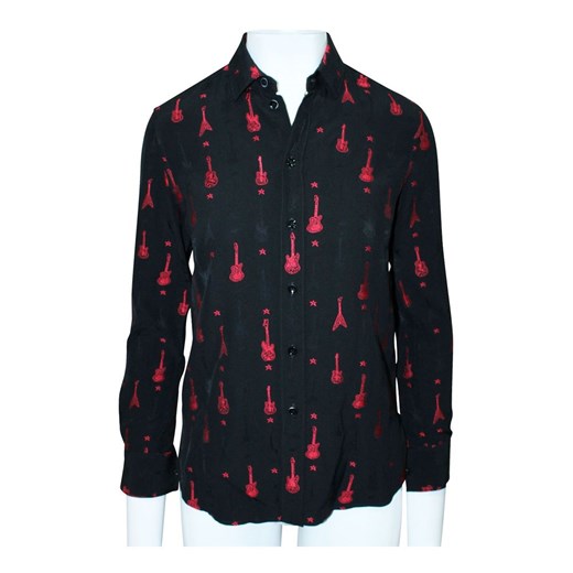 Bluzka damska Saint Laurent Vintage z długimi rękawami z haftem z dekoltem w serek 