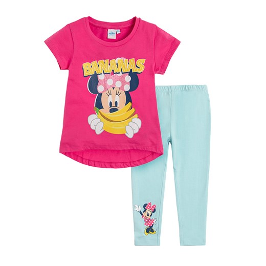 Komplet dziewczęcy, T-shirt, Legginsy, różowo-turkusowe, Myszka Minnie Odzież Licencyjna 104 smyk