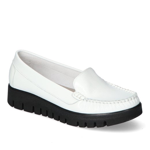 Mokasyny Lemar 10118 Białe Naplak lakier ze sklepu Arturo-obuwie w kategorii Mokasyny damskie - zdjęcie 110064859
