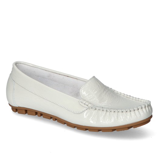 Mokasyny Lemar 10127 Białe Naplak lakier ze sklepu Arturo-obuwie w kategorii Mokasyny damskie - zdjęcie 110064865