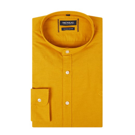 Koszula męska Mcneal z długim rękawem żółta ze stójką 