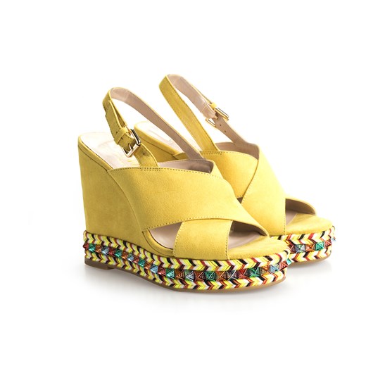 Espadryle damskie Twinset żółte na koturnie na lato