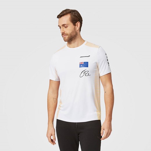 T-shirt męski Mclaren F1 bawełniany z napisem z krótkim rękawem 