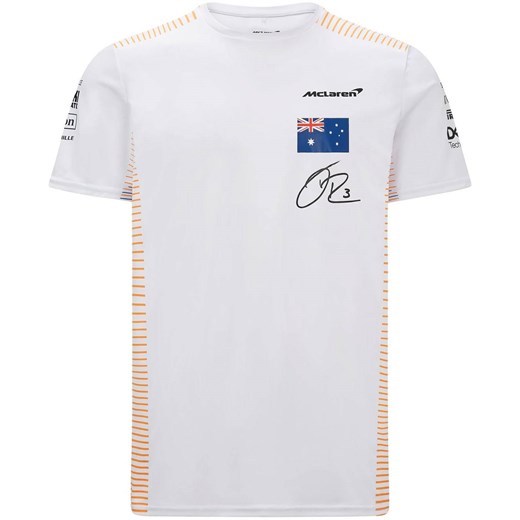 Mclaren F1 t-shirt męski z napisem biały bawełniany z krótkim rękawem 
